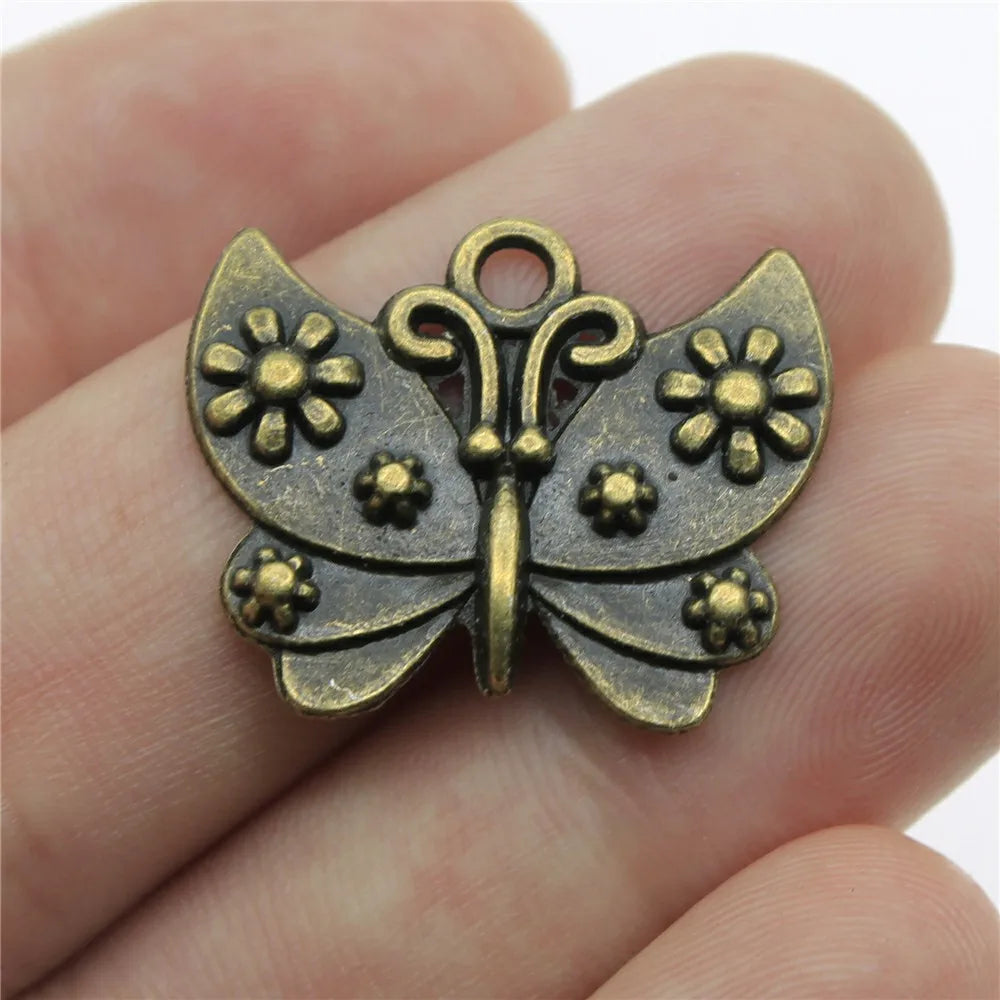 26x21mm 2.2g Multicolor Zinc Alloy Butterfly Charm Pendant for DIY Necklace Bracelet Jewelry Making