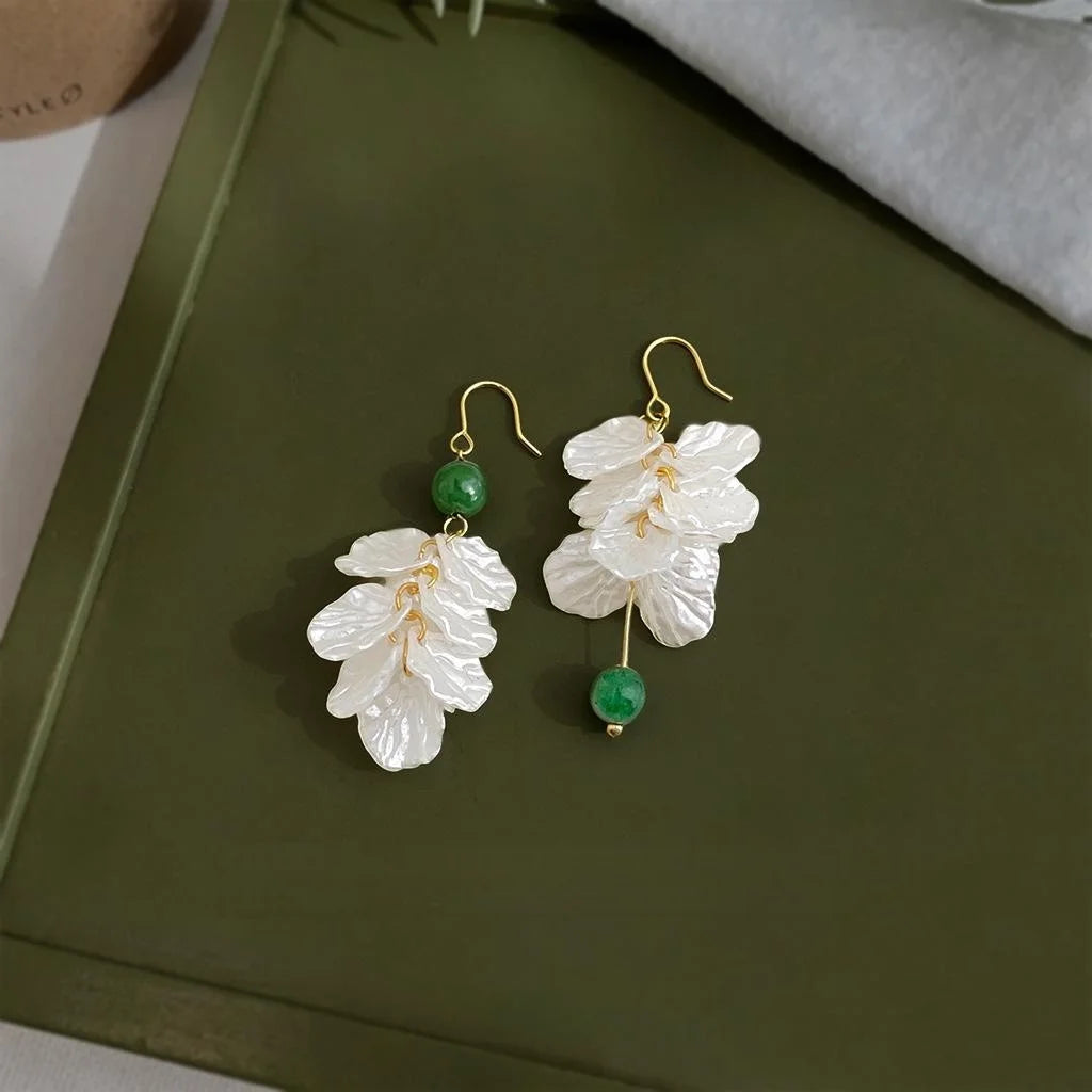 Original Design Asymmetric Acrylic Leaf Floral Tassel Drop Earrings For Women