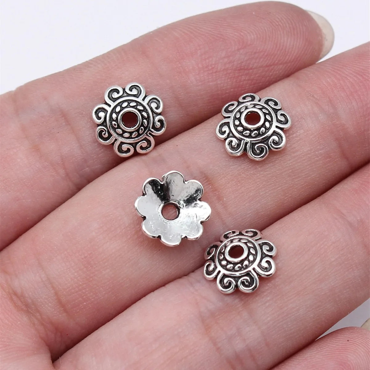 10x10mm 0.35g Multicolor Zinc Alloy Flower Bead Cap Jewelry Findings for DIY Necklace Bracelet Making