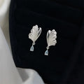 Elegant Copper Aquamarine Zircon Butterfly Teardrop Drop Earrings With Silver Plated Posts