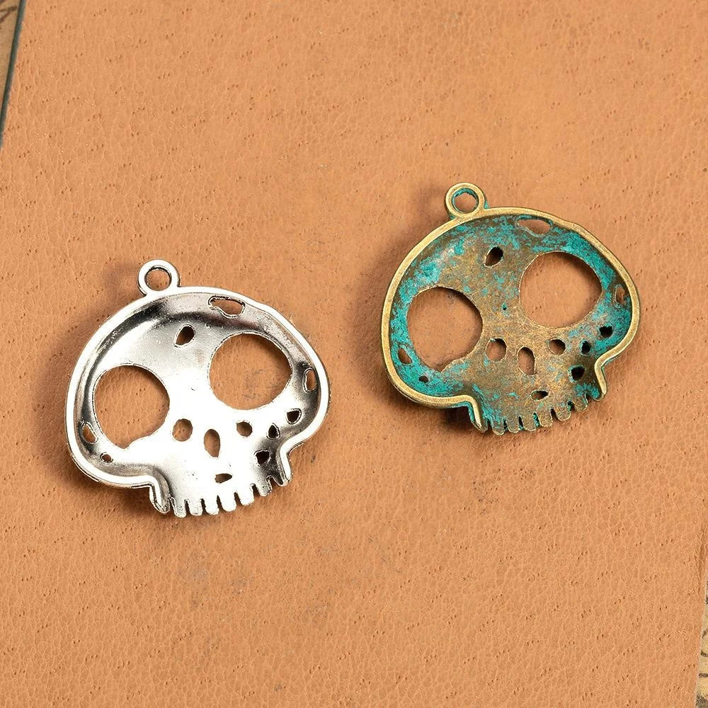 27MM Antique Silver Zinc Alloy Skull Charm Pendant for DIY Necklace Bracelet Jewelry Making