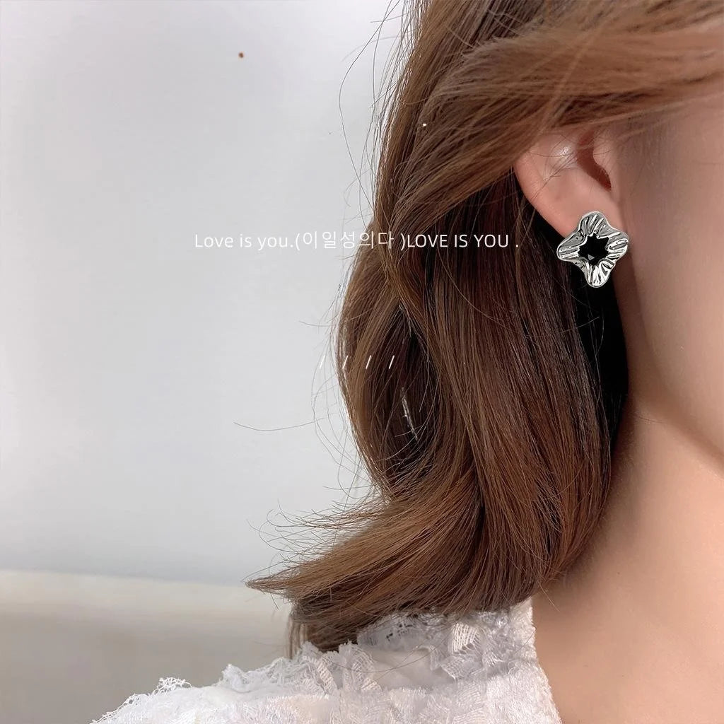 Sweet Cool Geometric Square Black Zircon Copper Stud Earrings