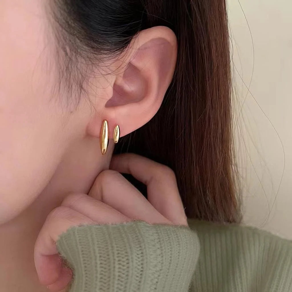 14K Plated Copper Geometric Ring Stud Earrings, Minimalist Premium Fashion Jewelry