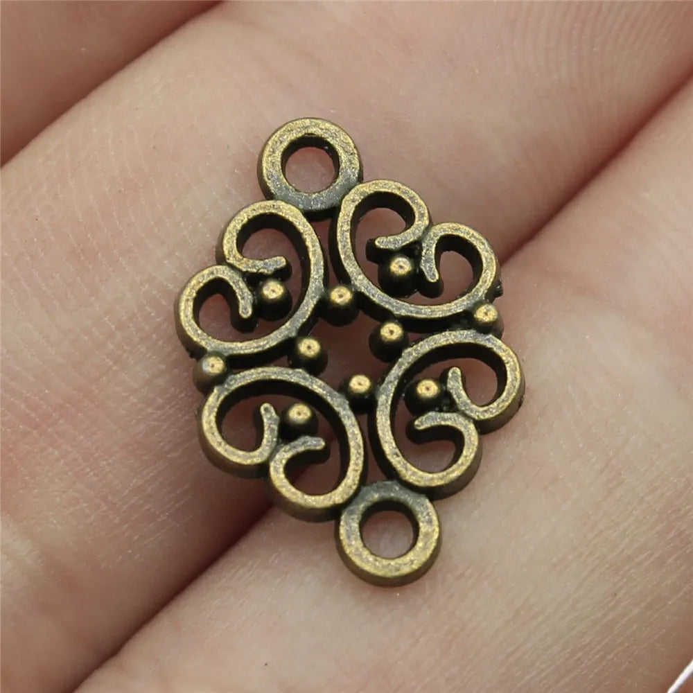 20x13mm 1.1g Multicolor Zinc Alloy Flower Filigree Connector Charm for DIY Earrings Jewelry Making