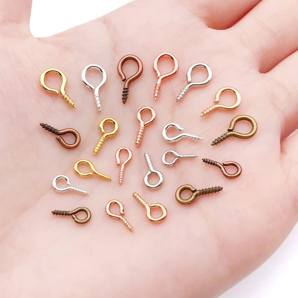 Iron Round Screw Eye Pins Threaded Eye Hooks for DIY Pendant Jewelry Findings