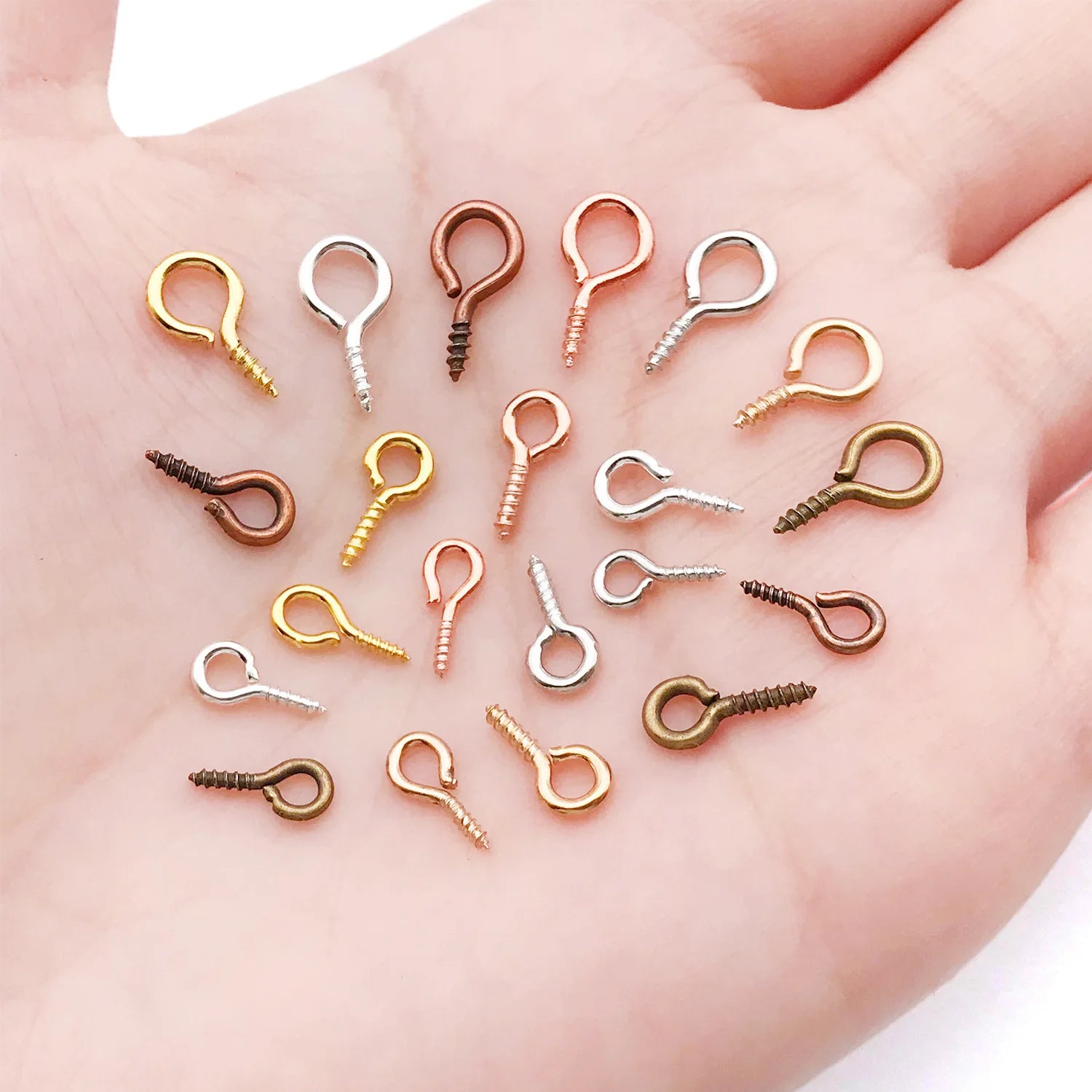 Iron Round Screw Eye Pins Threaded Eye Hooks for DIY Pendant Jewelry Findings