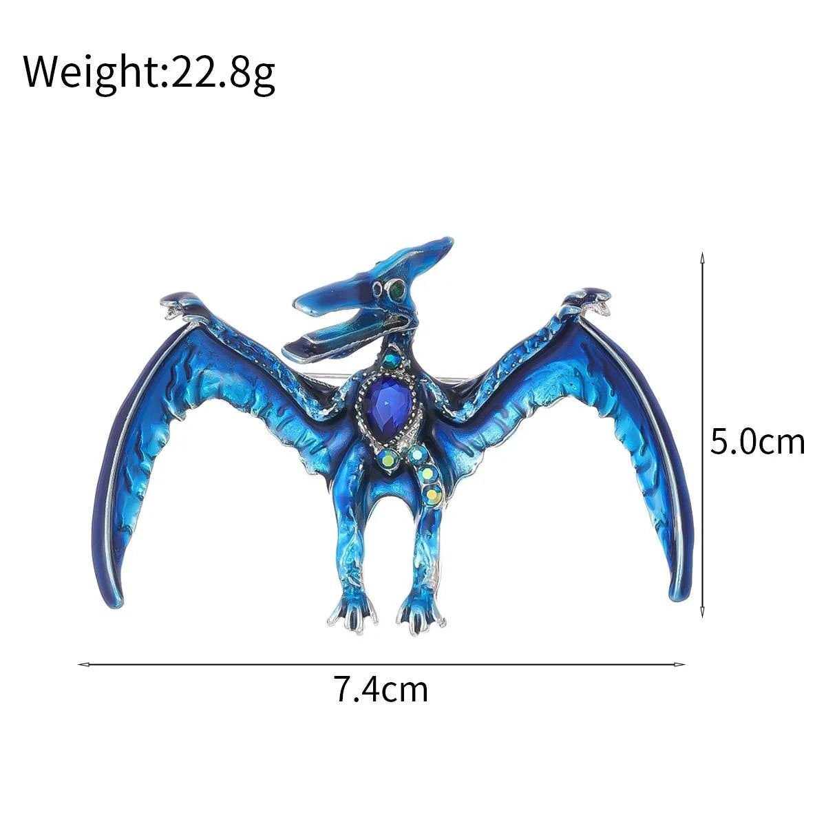 Vintage Green Enamel Flying Dragon Brooch With Rhinestones, Cute Pterosaur Lapel Pin Suit Accessory Gift
