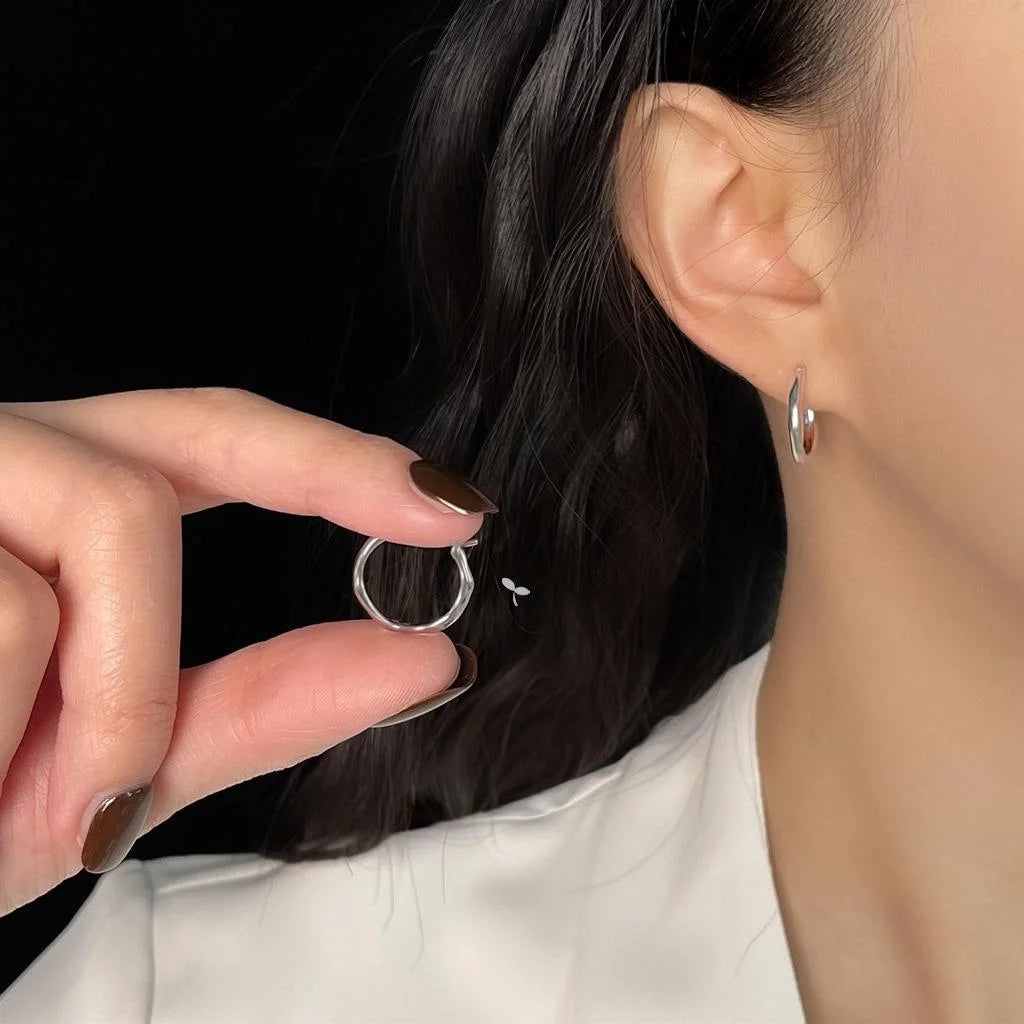 Sweet Cool Style Silver Plated Copper Round Geometric Drop Earrings For Women