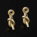 Elegant Gold Alloy Spiral Knot Geometric Stud & Clip On No Piercing French Minimalist Earrings