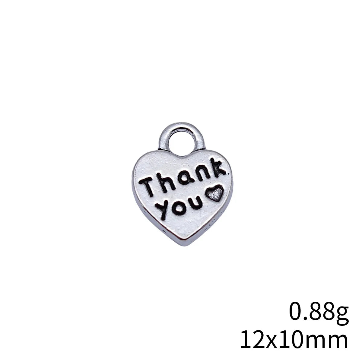 12x10mm 0.88g Multicolor Zinc Alloy Thank You Heart Double Sided Charm Pendant for Necklace Bracelet DIY Jewelry