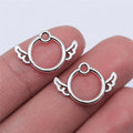 13x19mm 0.55g Antique Silver Zinc Alloy Round Wings Angel Charm Pendant for DIY Jewelry Making