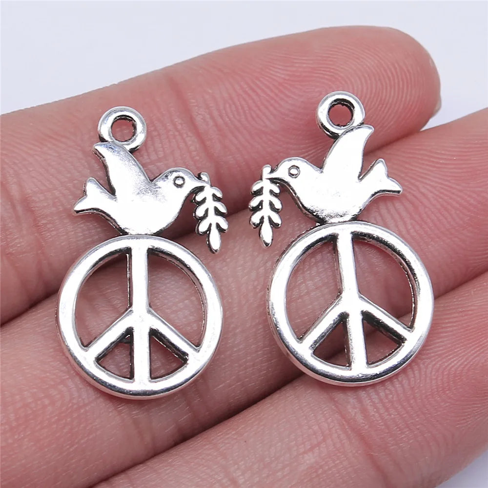 28x16mm 1.5g Antique Silver Zinc Alloy Peace Dove Charm Pendant for DIY Jewelry Accessories