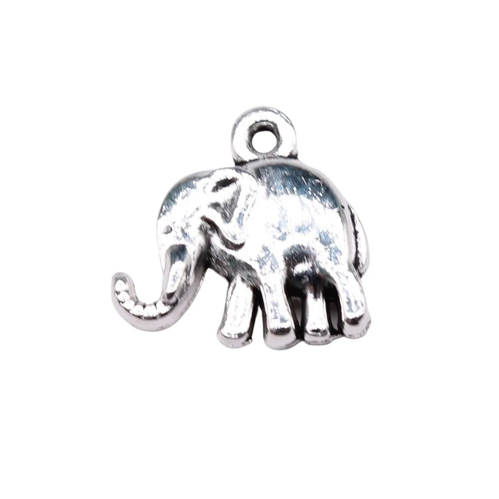 14x13mm 1.5g Antique Silver Zinc Alloy Small Elephant Charm Pendant for DIY Necklace Bracelet Making