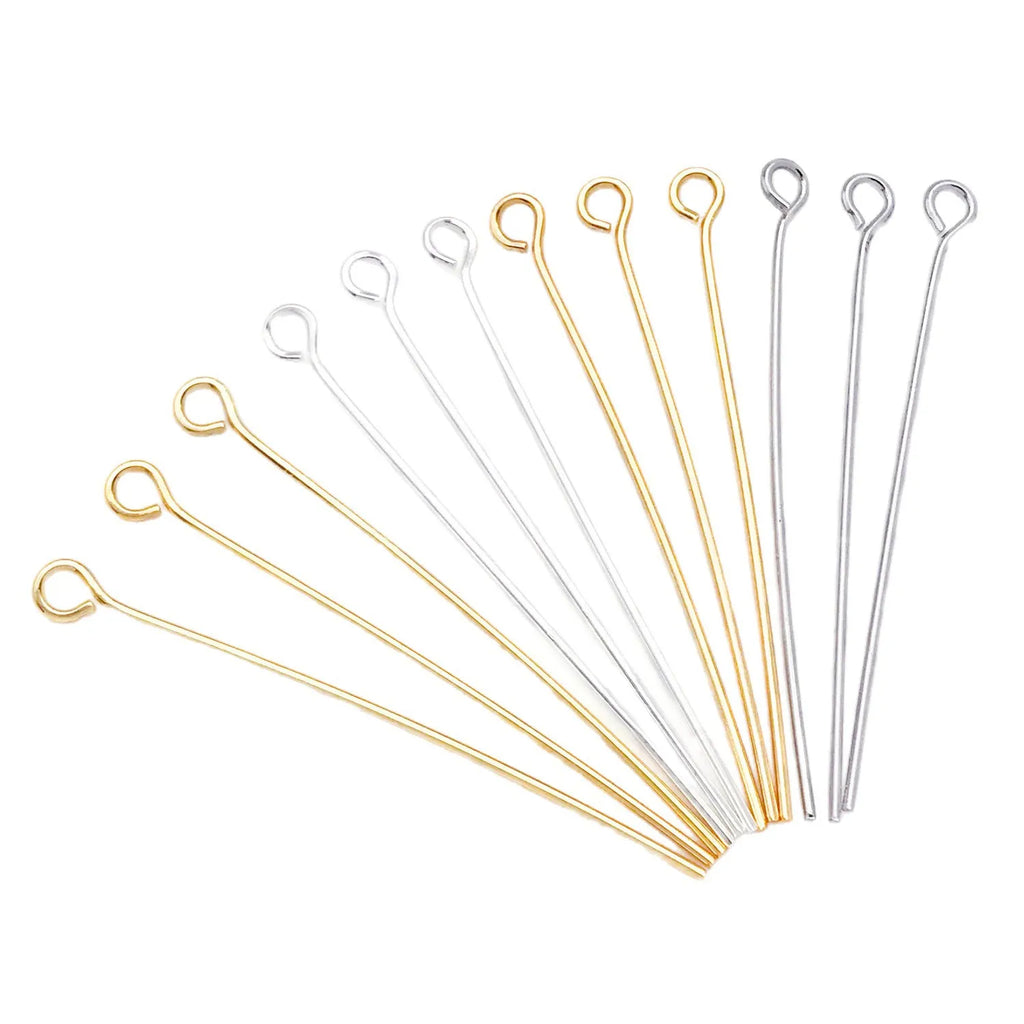 18K Gold Plated Copper Eye Pins and Head Pins for DIY Beaded Bracelets Necklaces