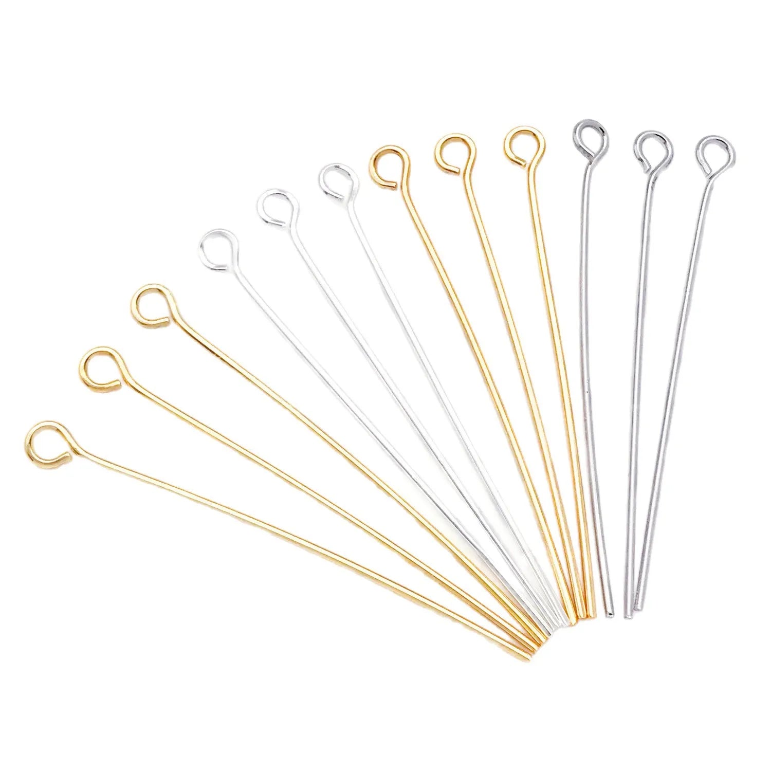 18K Gold Plated Copper Eye Pins and Head Pins for DIY Beaded Bracelets Necklaces