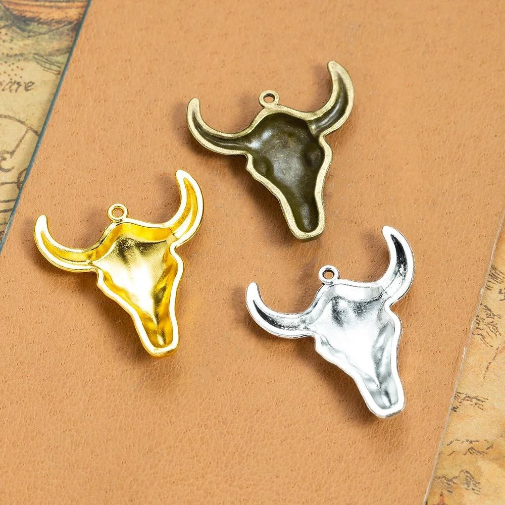 31x28MM Zinc Alloy Cow Bull Head Charm Pendant for DIY Necklace Bracelet Jewelry Making