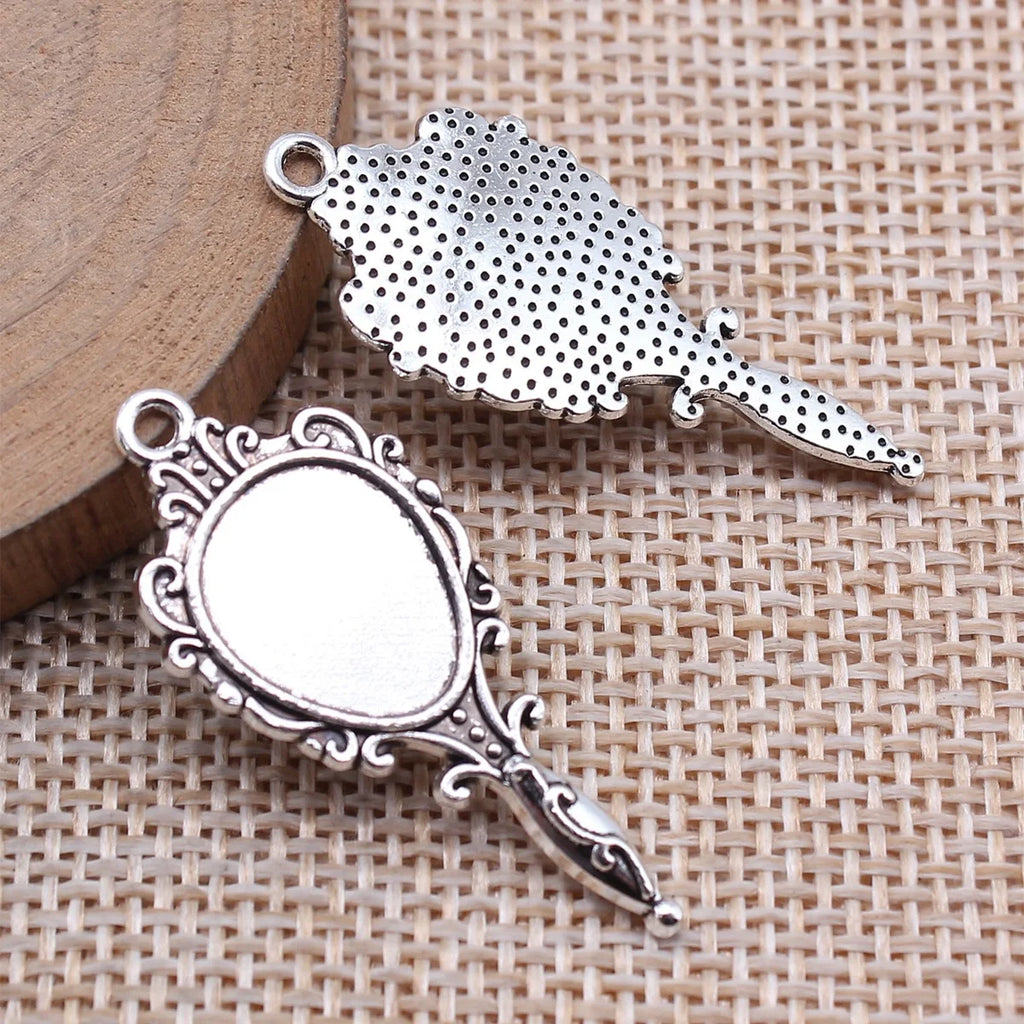 16x36mm 2.6g Multicolor Zinc Alloy Mirror Charm Pendant for DIY Necklace Bracelet Jewelry Making