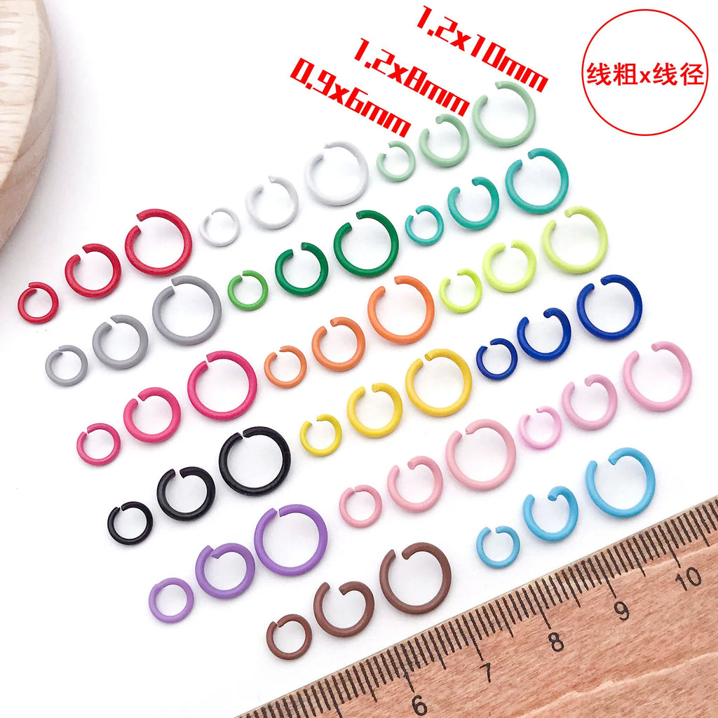 Candy Color Painted Iron Round Open Jump Rings C Rings for DIY Jewelry Connectors
