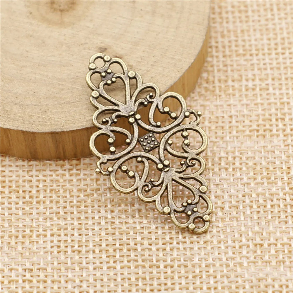 41x25mm 2.3g Multicolor Zinc Alloy Flower Filigree Connector Charm for DIY Necklace Bracelet Making
