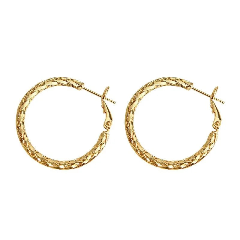 14K Plated Eco Copper Braided Geometric Round Hoop Earrings for Women High End Fashion Jewelry