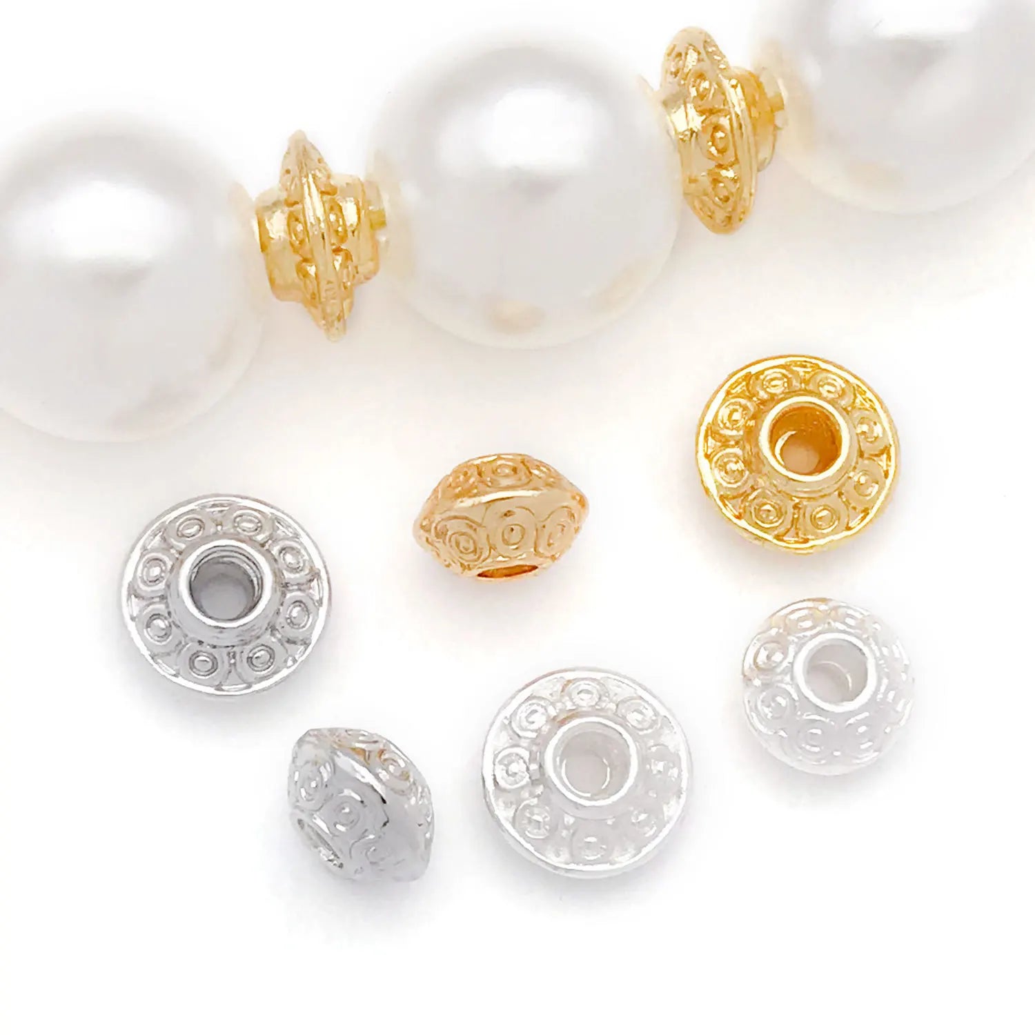 Zinc Alloy 18K Gold Plated Flat Flying Saucer Spacer Bead for Bracelet Making