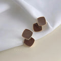 Maillard Brown Geometric Rhombus Drop Earrings Copper French Hong Kong Style