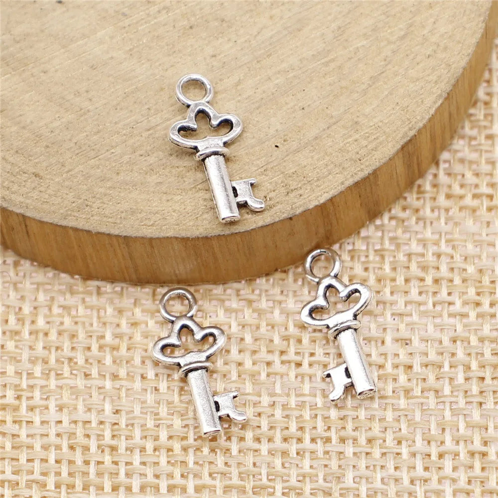 8x16mm 0.3g Multicolor Zinc Alloy Key Charm Pendant for DIY Necklace Bracelet Jewelry Making