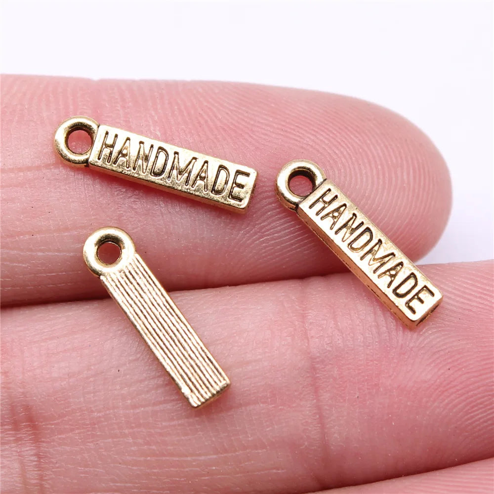 15x4mm 0.5g Antique Gold Zinc Alloy handmade Letter Charm Pendant for DIY Jewelry Making