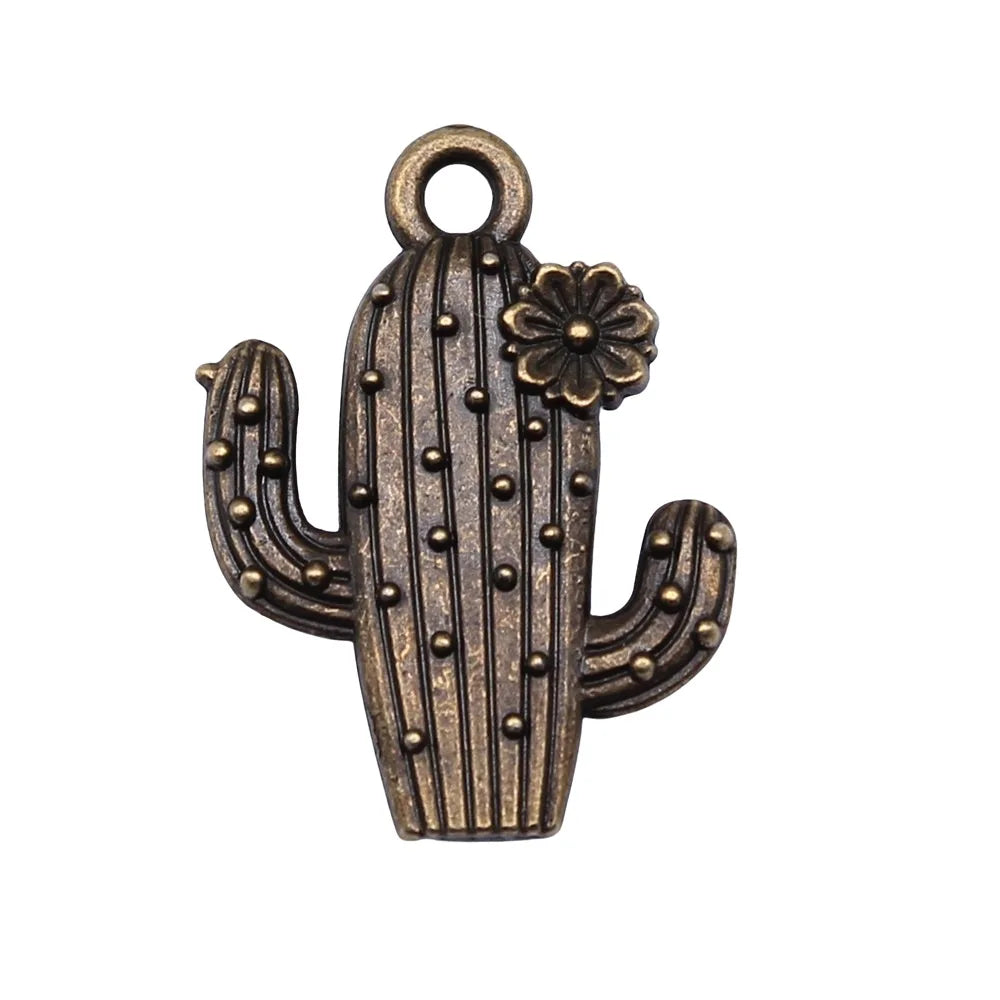 20x14mm 1.66g Multicolor Zinc Alloy Cactus Charm Pendant for Bracelet Necklace DIY Jewelry Making