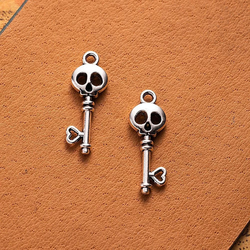 26x9MM Antique Silver Zinc Alloy Skull Key Charm Pendant for DIY Necklace Bracelet Jewelry Making