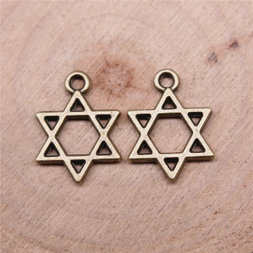17x13mm 0.7g Multicolor Zinc Alloy Star of David Charm Pendant for DIY Bracelet Necklace Making