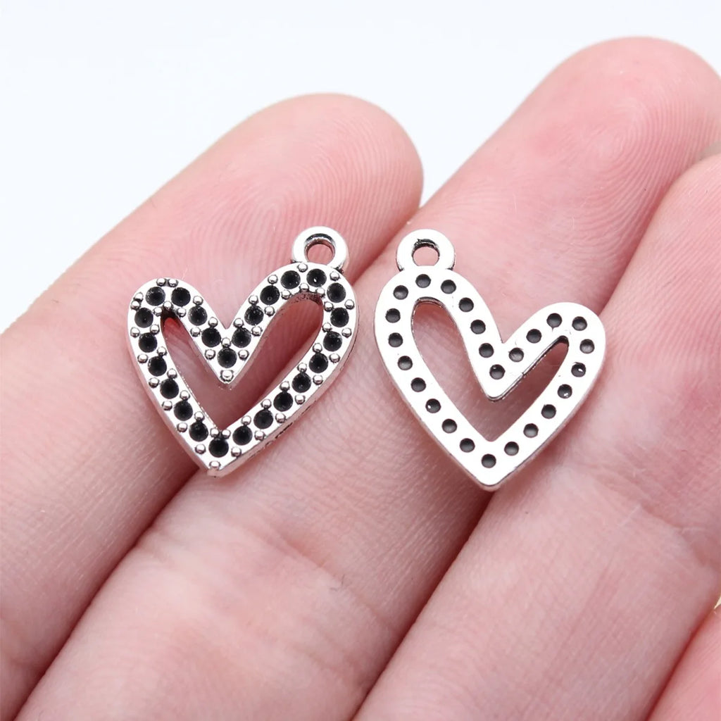 17x15mm 0.85g Antique Silver Zinc Alloy Heart Charm Pendant for DIY Necklace Bracelet Jewelry Making
