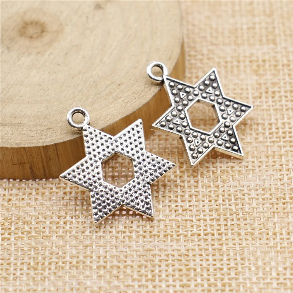 28x20mm 2.5g Multicolor Zinc Alloy Hexagram Charm Pendant for DIY Necklace Bracelet Making