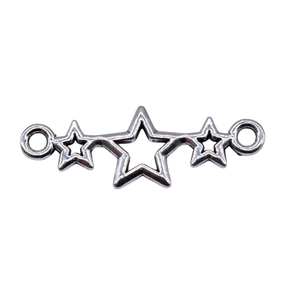 25x9mm 0.6g Multicolor Zinc Alloy Five Pointed Star Connector Charm Pendant for Bracelet Making