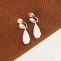 Elegant Matte Silver Alloy Spiral Disc Teardrop Dangle Stud & Clip On No Piercing Earrings