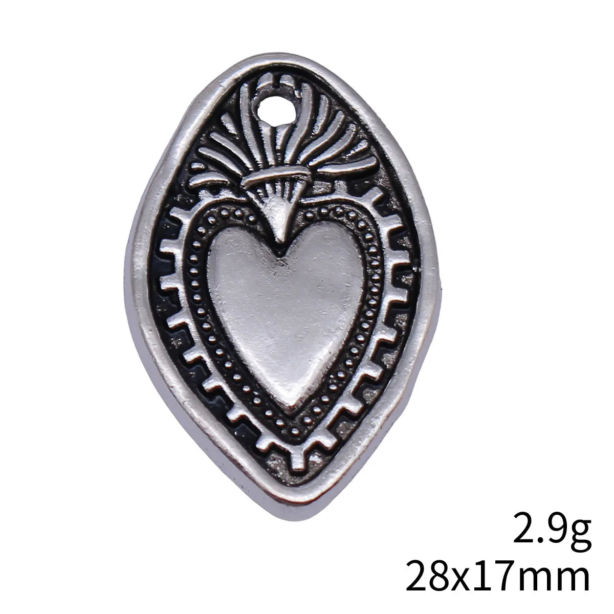 28x17mm 2.9g Antique Silver Zinc Alloy Gothic Heart Charm Pendant for DIY Necklace Jewelry Making