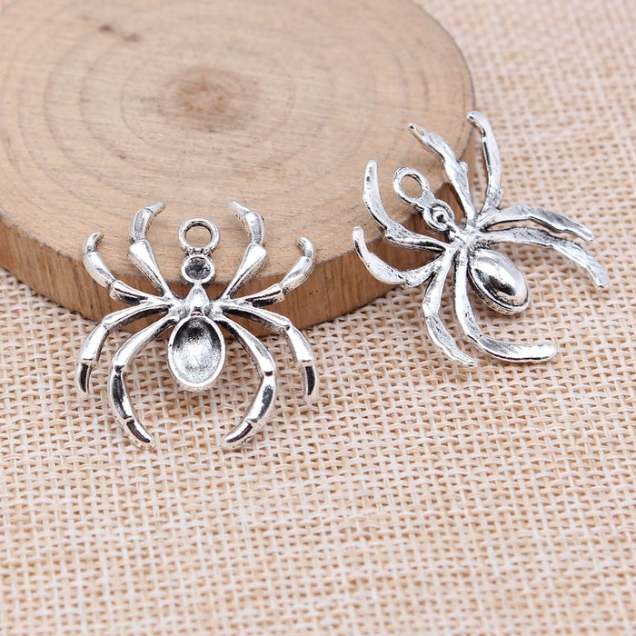 31x28mm 3.1g Antique Silver Zinc Alloy Spider Charm Pendant for DIY Gothic Jewelry Making