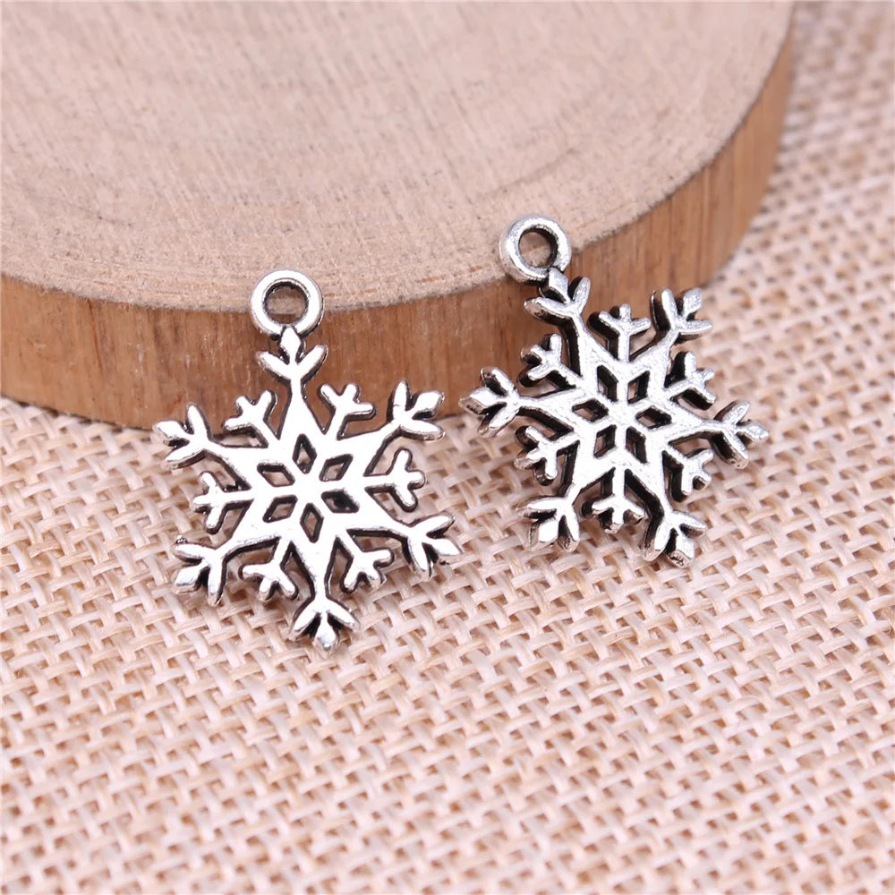 21x16mm 1.5g Antique Silver Zinc Alloy Snowflake Charm Pendant for Christmas DIY Jewelry Making