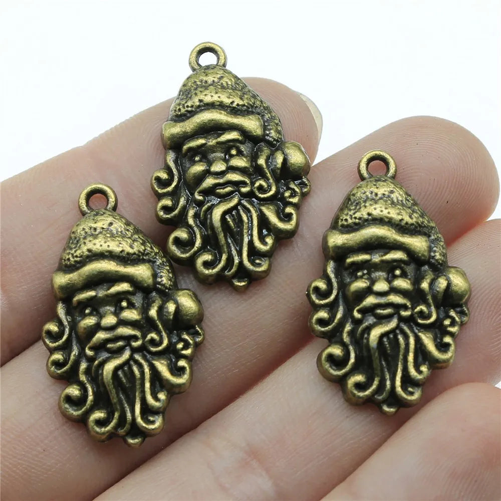 31x19mm 3.3g Multicolor Zinc Alloy Santa Claus Charm Pendant for DIY Christmas Jewelry Making