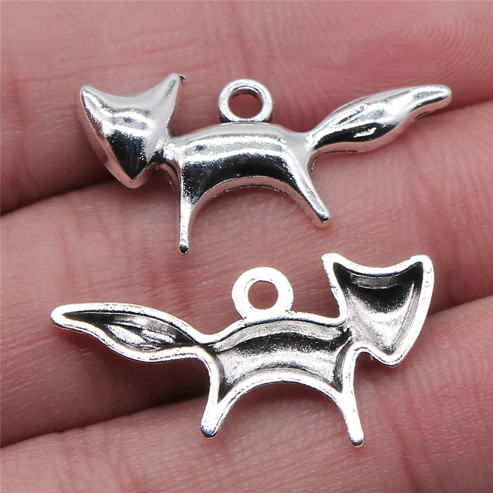 15x29mm 1g Antique Silver Zinc Alloy Fox Charm Pendant for DIY Necklace Bracelet Jewelry Making