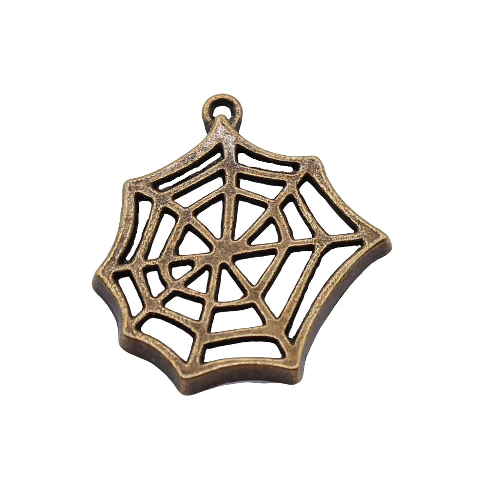 25x22mm 1.6g Multicolor Zinc Alloy Spider Web Spider Charm Pendant for DIY Necklace Bracelet Making
