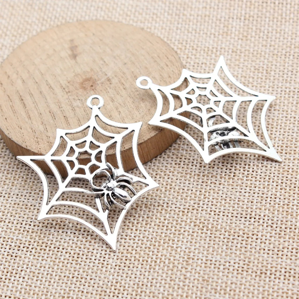 53x45mm 4.5g Multicolor Zinc Alloy Spider Web Charm Pendant for Halloween DIY Jewelry Making