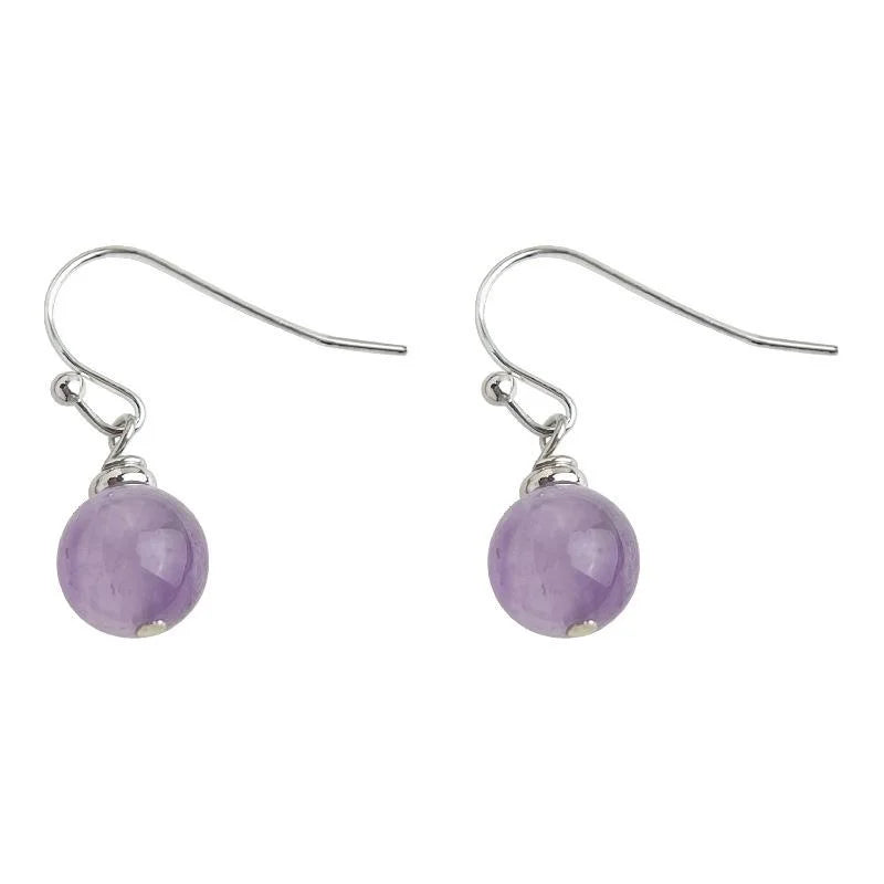 Natural Stone Round Geometric Drop Earrings New Chinese Minimalist Sweet Forest Style