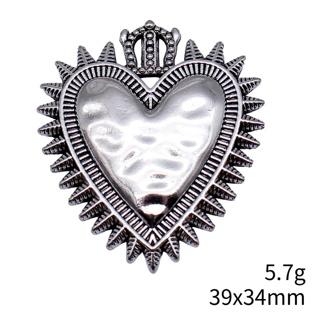 39x34mm 5.7g Antique Silver Zinc Alloy Gothic Heart Charm Pendant for DIY Necklace Jewelry Making