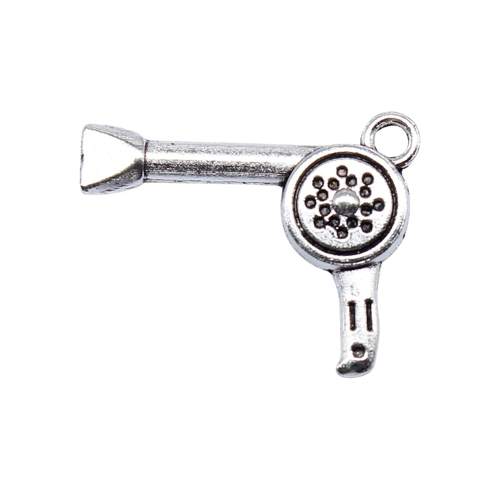 17x21mm 1.4g Antique Silver Zinc Alloy Hair Dryer Charm Pendant for DIY Bracelet Necklace Making