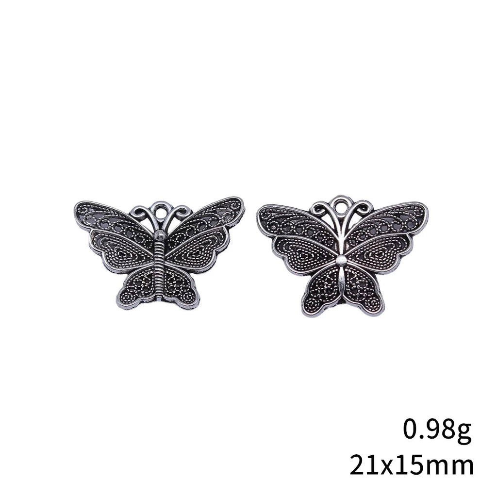 21x15mm 0.98g Antique Silver Zinc Alloy Butterfly Charm Pendant for DIY Chinese Style Necklace Jewelry