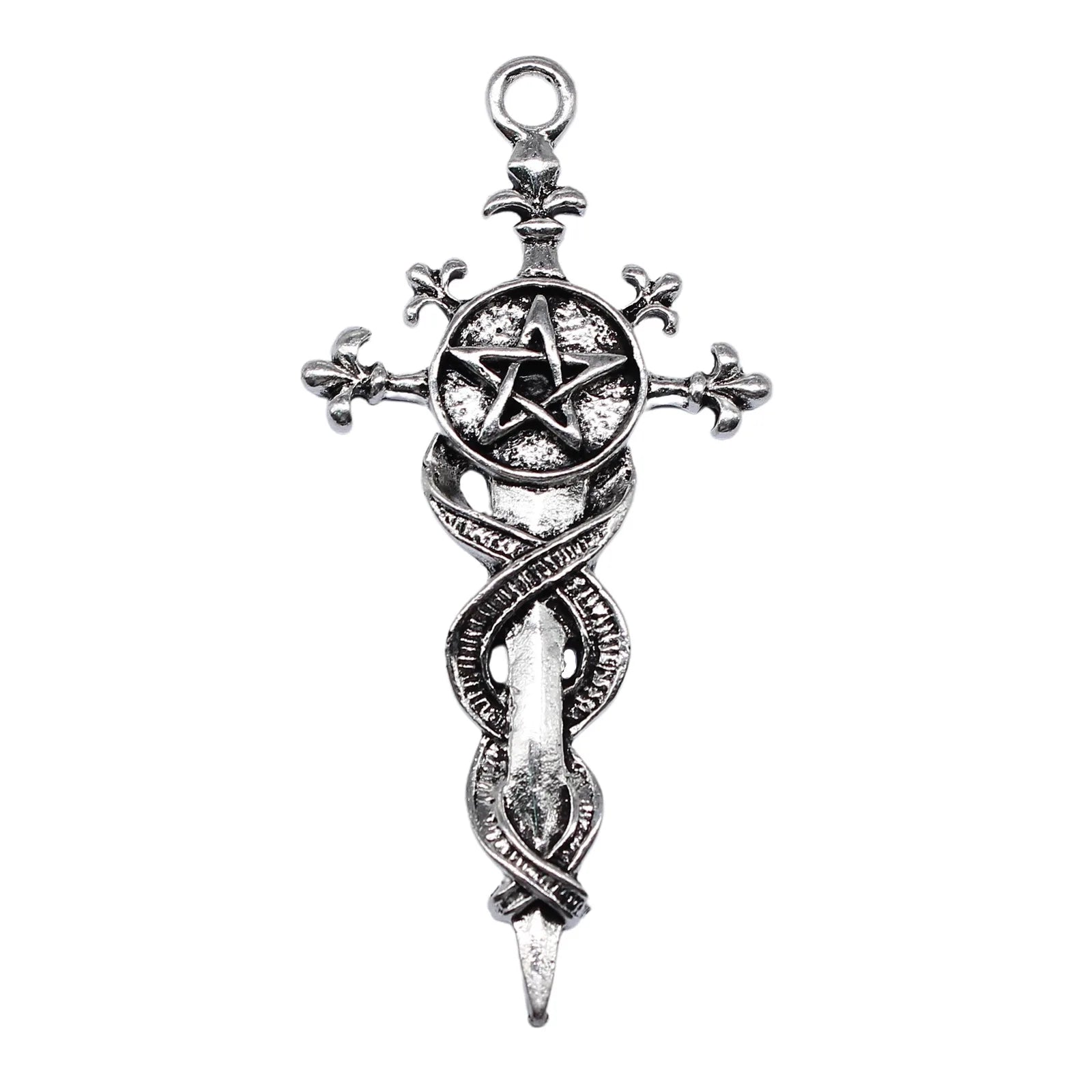 65x31mm 6.8g Antique Silver Zinc Alloy Five Point Star Sword Charm Pendant for DIY Jewelry Making