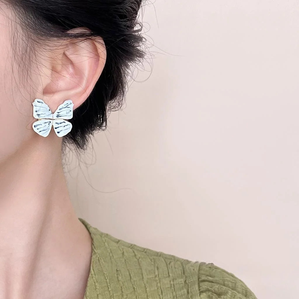 Original Design Alloy Butterfly Stud Earrings New Chinese Floral Geometric Fashion Jewelry
