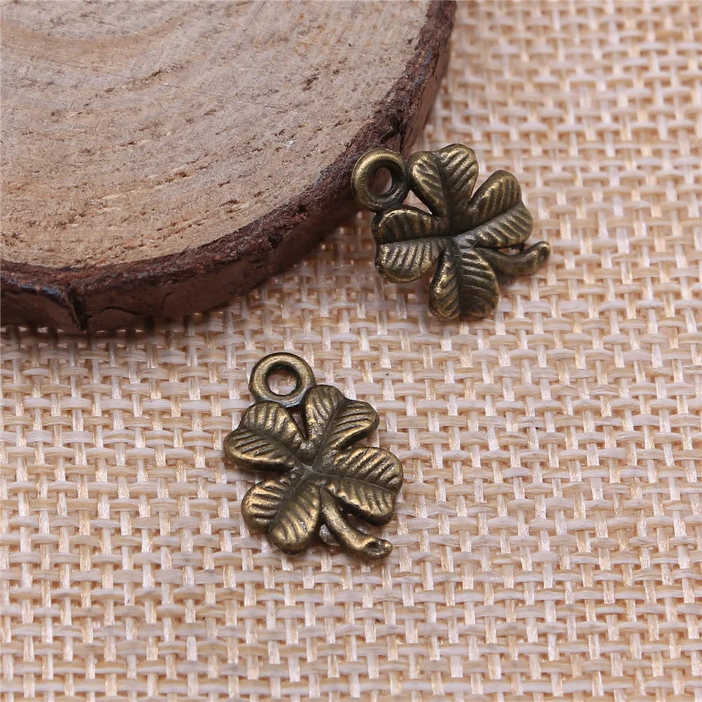 17mm 0.8g Multicolor Zinc Alloy Four Leaf Clover Charm Pendant for Bracelet Necklace Making
