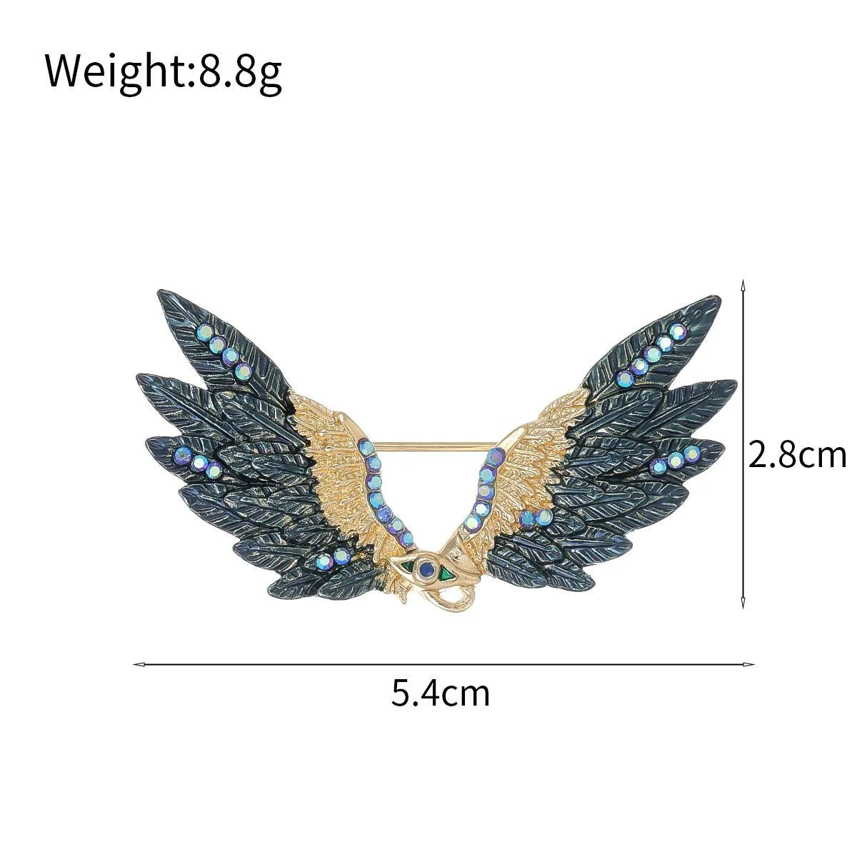 Elegant Enamel Angel Wings Brooch With Rhinestones, Luxury Alloy Lapel Pin Corsage Suit Accessory Gift